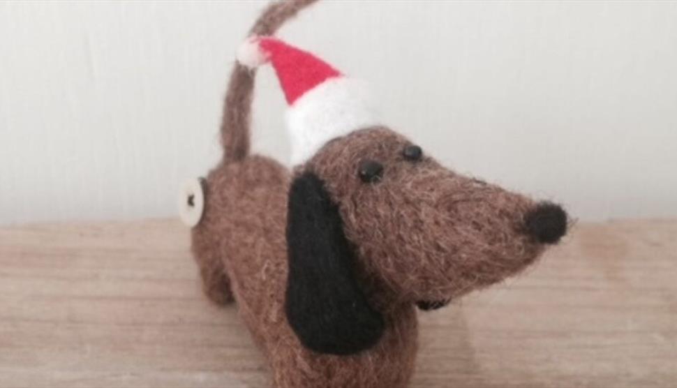 Needlefelt Santa Dogs at Gilbert White's House & Gardens