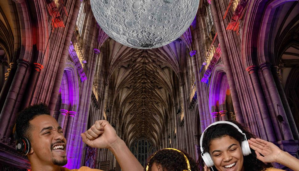 Silent Disco under the moon for children at Winchester Cathedral