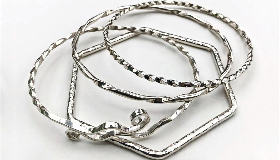 Photograph of silver stacking bangles