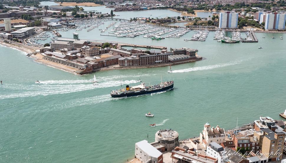 Steamship Shieldhall entering Portsmouth Harbour