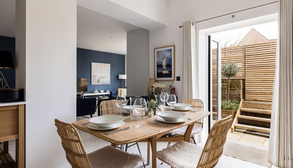 Dining area at The Old Bank, a New Forest Holiday Cottage