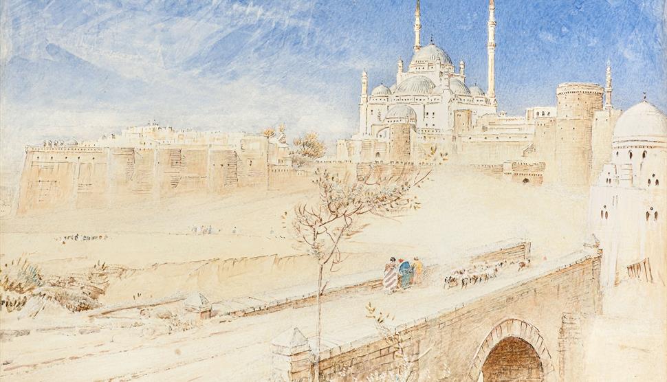 A 19th-century watercolour painting of the Citadel in Cairo