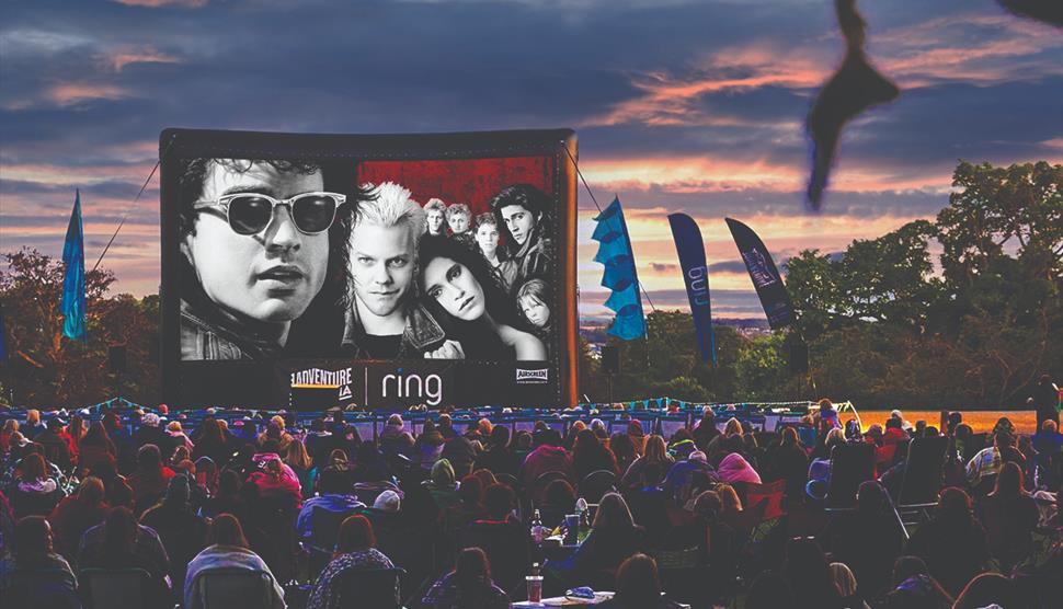 An audience watches outdoor cinema The Lost Boys (15).