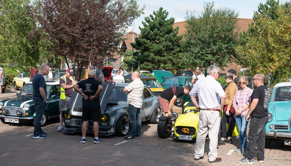 Group of car aficionados at a Port Solent Car Meet