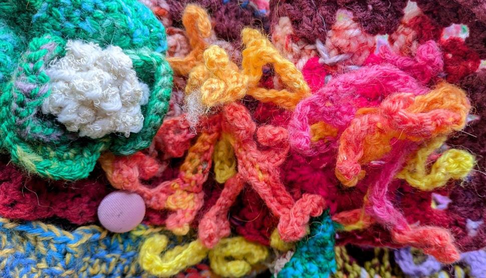 A bundle of colourful wool