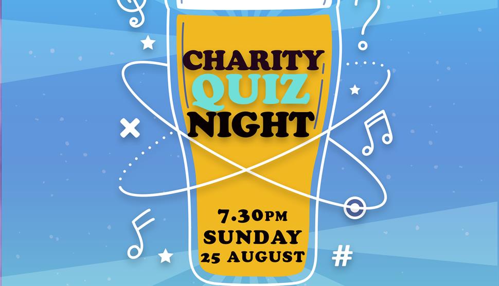 Poster for Charity Quiz Night at Steam Town. 25th August 7.30pm.