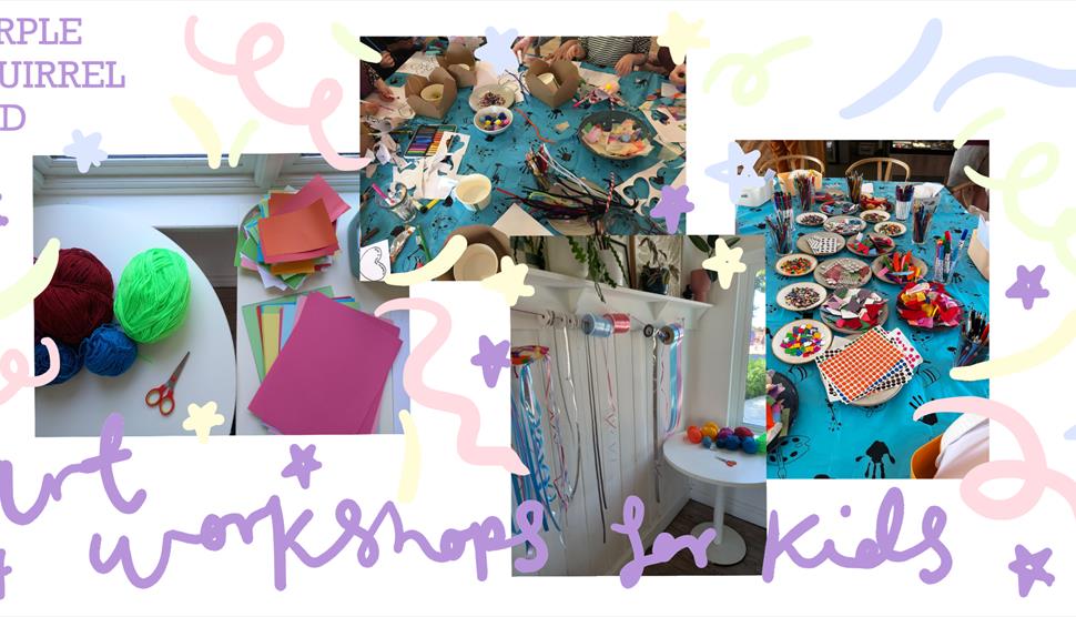 Pictures of Purple Squirrel FMD craft workshops.