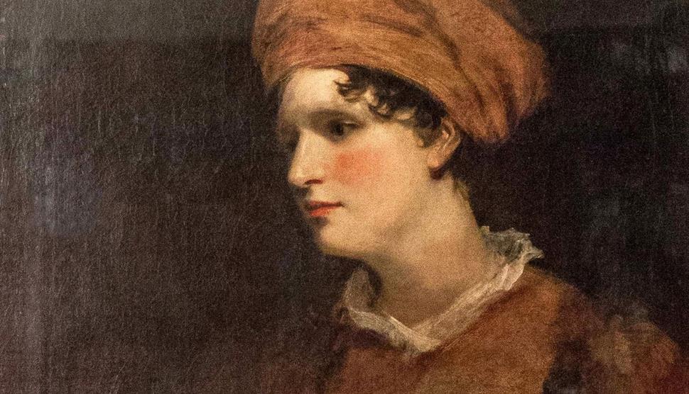 Antique painting of a female writer