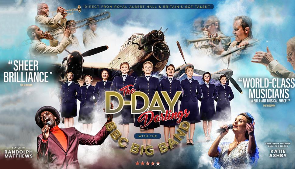 Composit artwork with D-Day Darlings and guests