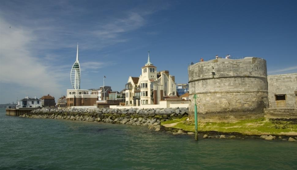 Image of the Round Tower from the water