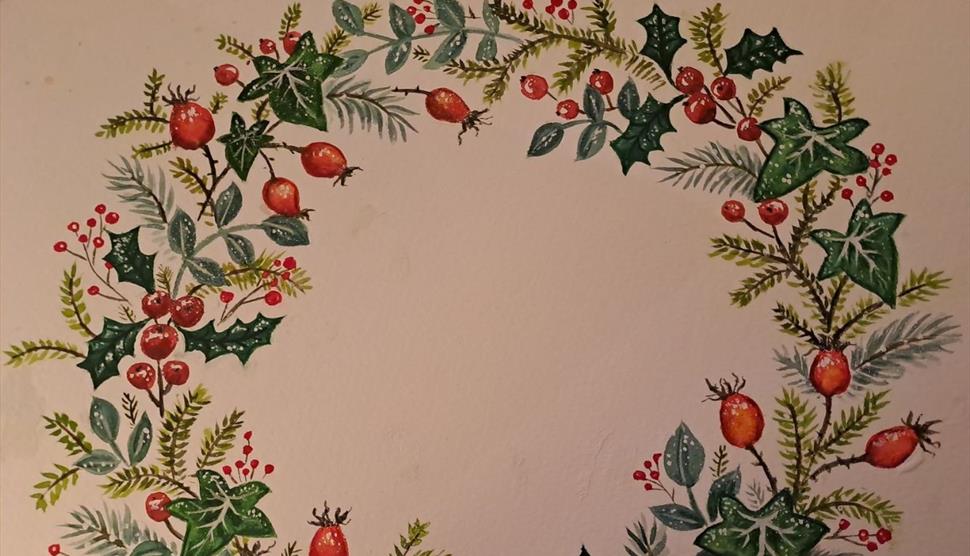 Festive Foliage- A Christmas Watercolour Wreath Workshop at Chawton House