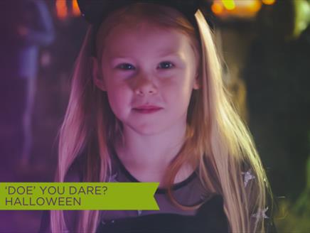 Image of young girl dressed up at Witch at Sky Park Farm's, October Silent Disco in the barn event.