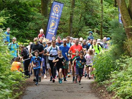 Pack of runners of all ages on the start line