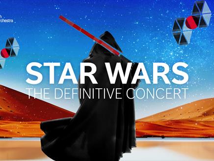 Darth Vader walking towards desert with lightsabre