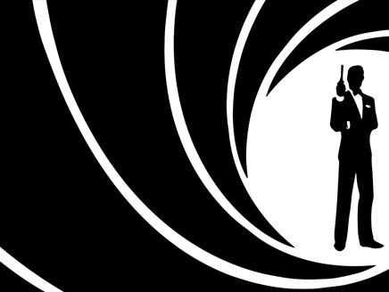 Classic black and white silhouette of a man holding a gun inside a lens