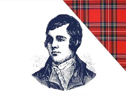 Illustration of Robert Burns and tartan for the dinner event at Royal Maritime Hotel