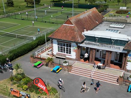 Aerial photograph of The Club House at Southsea Tennis Club