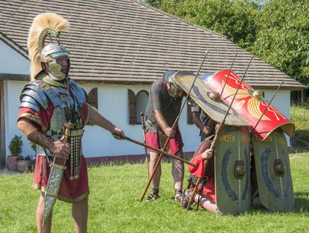 Roman reenactors at Butser Ancient Farm.
