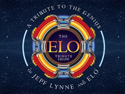 "The ELO Tribute Show. A tribute to the genius of Jeff Lynne and ELO" written on a blue starry night background