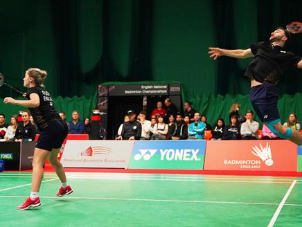 Ben Lane and Jess Pugh at the English National Badminton Championships - Westgate Badminton Centre in Winchester