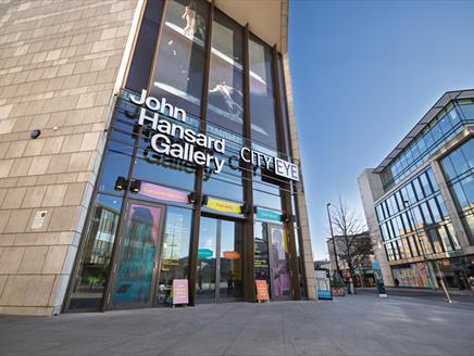 Outside of John Hansard Gallery in the Cultural Quarter Southampton on a sunny day