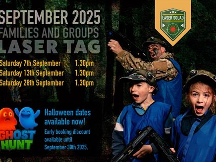 Poster for Families and Groups Laser Tag Summer 2025