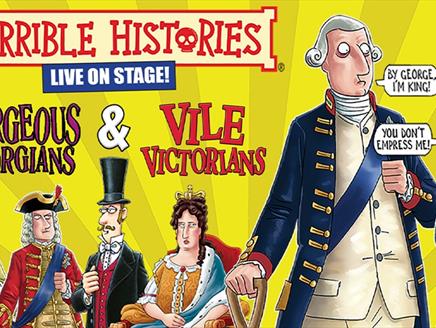 Poster cartoon for Horrible Histories: Gorgeous Georgians and Vile Victorians!