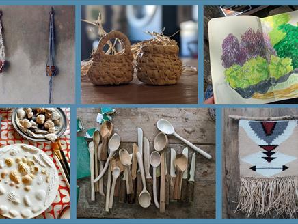 Composite of crafts from the I Can See The Sea Workshops