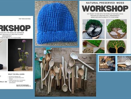Composite of crafts from the I Can See The Sea Workshops