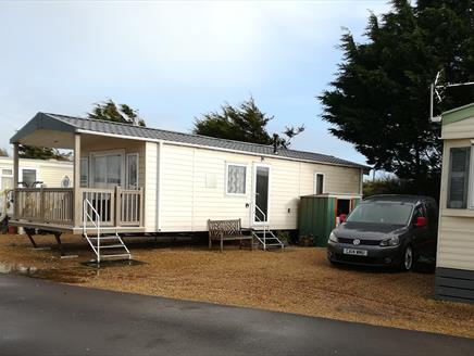 Southsea caravan with a veranda