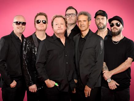 Photograph showing the members of Level 42 ahead of their World Machine 40th Anniversary Tour