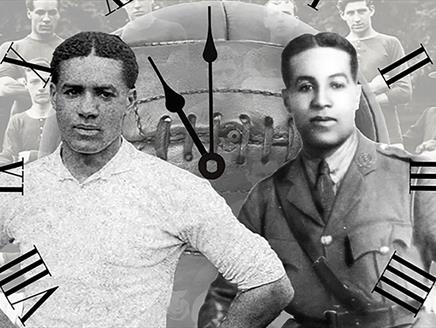 Poster for Our Little Hour, featuring photographs of Walter Tull.
