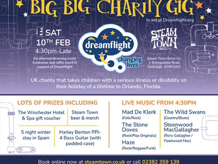 BIG BIG CHARITY GIG in aid of dreamflight at SteamTown Brew Co