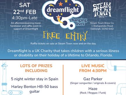 Poster for the Big Big Charity Gig at Steam Town in aid of Dreamflgiht