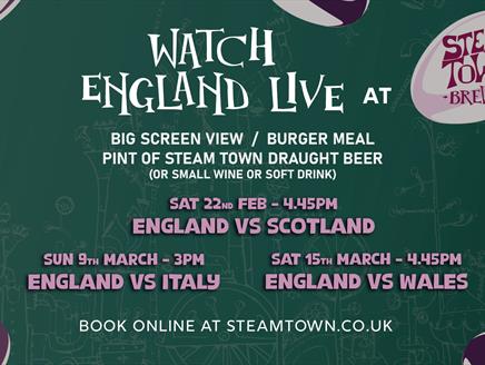 Watch England Rugby at Steam Town
