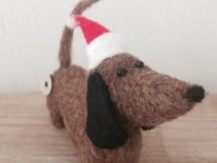 Needlefelt Santa Dogs at Gilbert White's House & Gardens