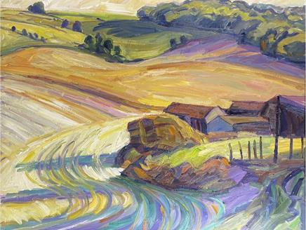 Nick Schlee - Streatly Farm with a Swirl of Stubble