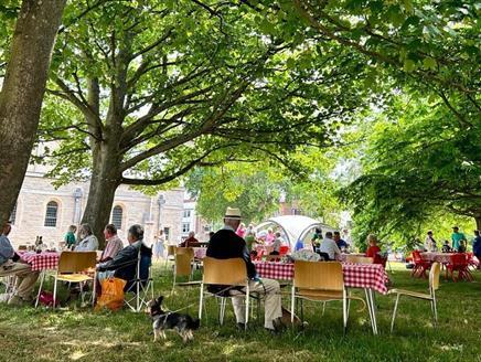 People enjoying Seafood On The Green at Portsmouth Cathedral
