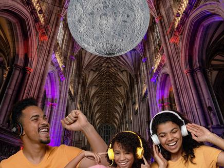 Silent Disco under the moon for children at Winchester Cathedral