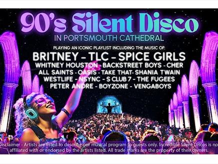 Poster for the Silent Discos in Incredible Places show at Portsmouth Cathedral