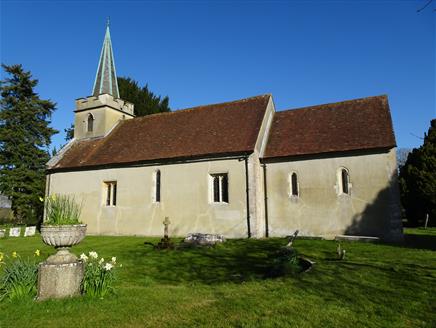 The exterior of St Nicholas' Church, Steventon, associated with its connections to famed author, Jane Austen