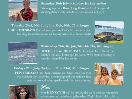 Poster showing the events taking place at Hurst Castle this summer