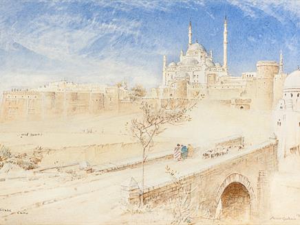 A 19th-century watercolour painting of the Citadel in Cairo