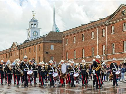 The Royal Marines Band performing at Portsmouth Historic Dockyard
