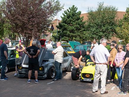 Group of car aficionados at a Port Solent Car Meet