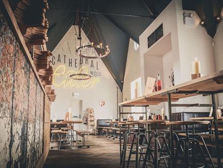 The vaulted interior of The Stable Winchester