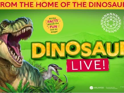 Poster for Natural History Museum presents Dinosaurs live featuring a T-Rex.