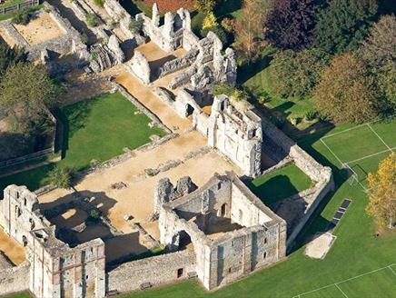 Aerial of Wolvesey Castle in Winchester, Hampshire