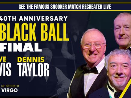 Poster featuring Steve Davis, Dennis Taylor and John Virgo advertising the Black Ball anniversary tour.