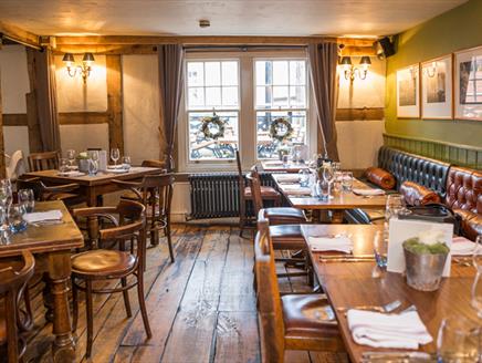 Inside a dining area at The Bugle